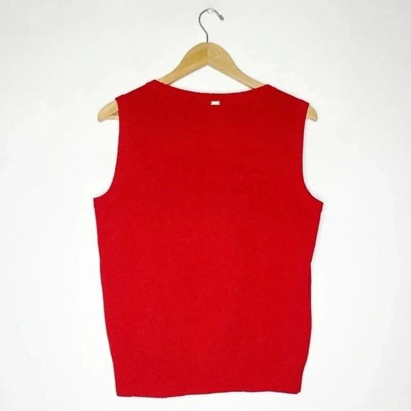 St. John Red Sleeveless Sweater Vest Size Medium - Picture 5 of 5